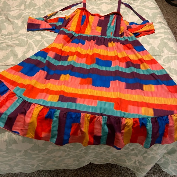 Extremely Vibrant Multi Colored Fun Open Back Dress - Picture 2 of 11